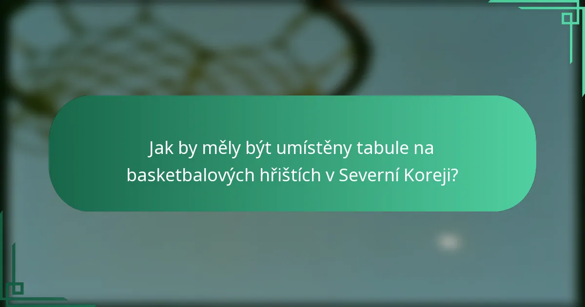 Jak by měly být umístěny tabule na basketbalových hřištích v Severní Koreji?