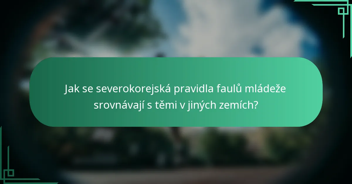 Jak se severokorejská pravidla faulů mládeže srovnávají s těmi v jiných zemích?